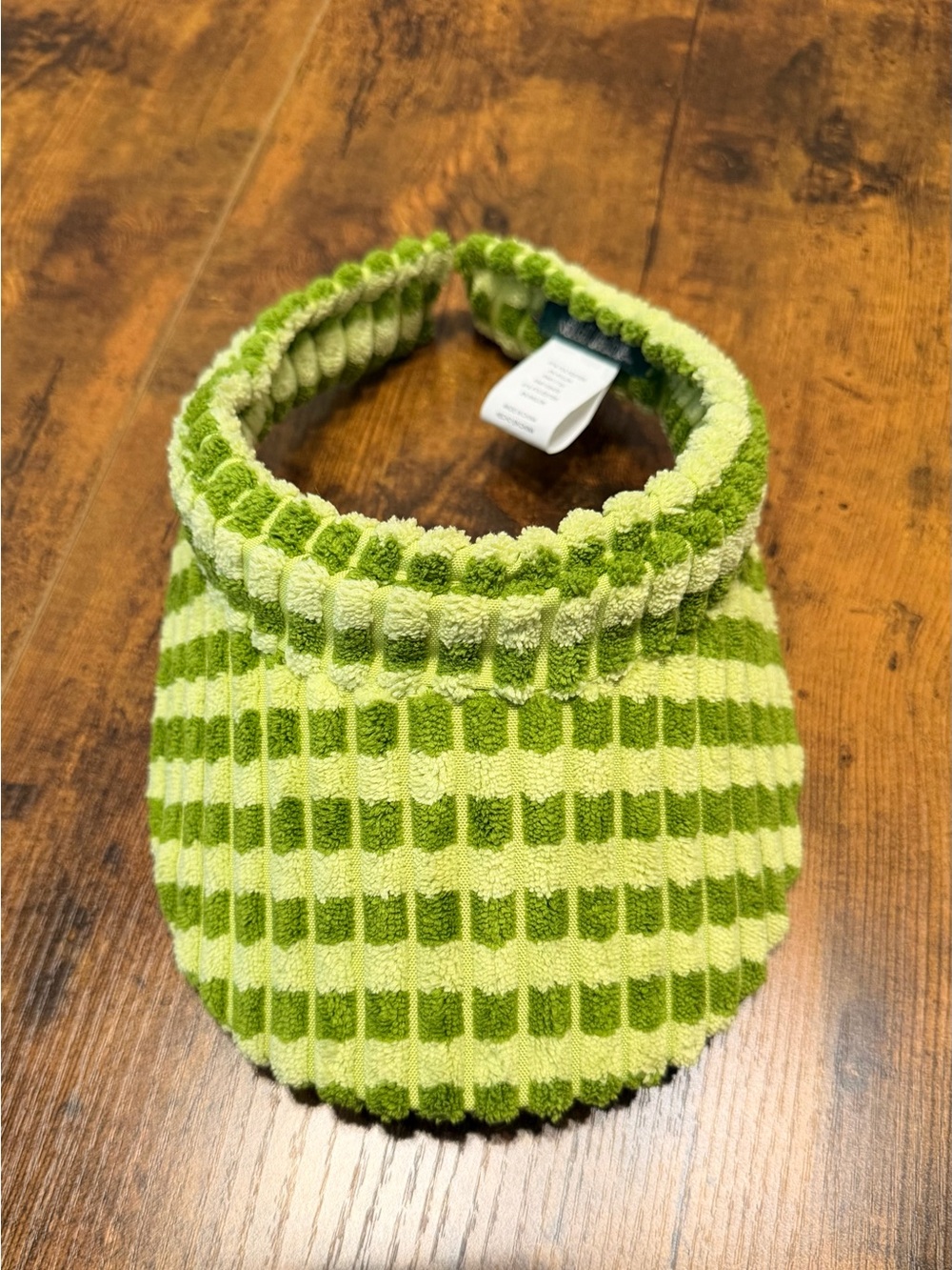 Green Fuzzy Checkered Sun Visor Hat Summer Beach Party Festival Concert Resort
